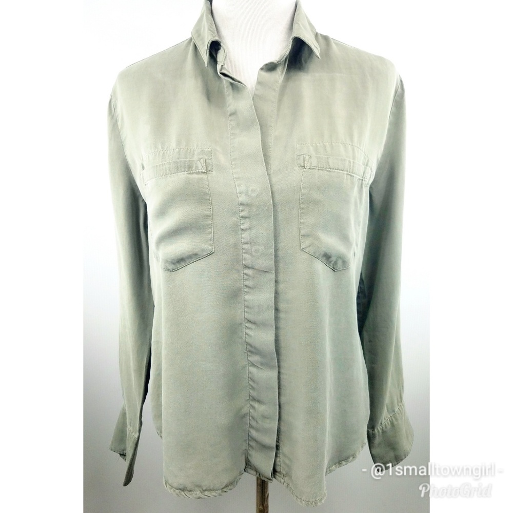 Anthropologie Cloth & Stone camp shirt green S - Picture 3 of 8